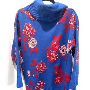 The Pioneer Woman Blue and Red Floral Turtleneck Sweater